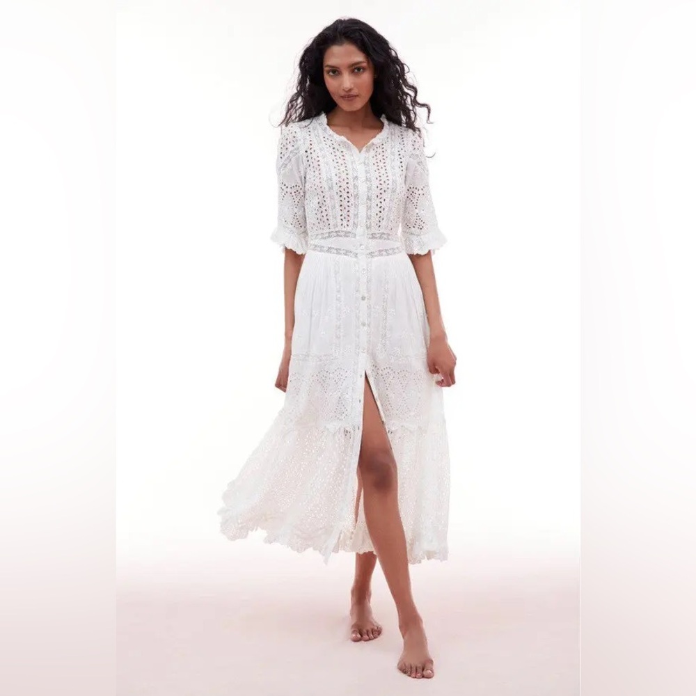 LoveShackFancy Bonita Eyelet Midi Dress